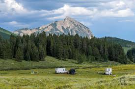 Remote mountain campground with panoramic views